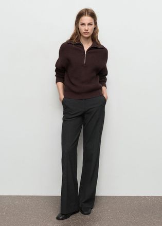 Mango Pantaloni diritti cintura grigio - Donna - 38 - MANGO