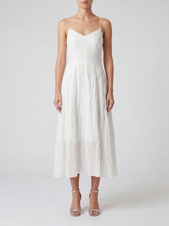 Erika Cavallini Semi Couture V-Neck Silk-Blend A-Line Midi Dress