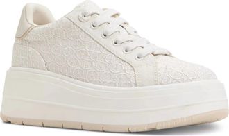 Aldo Womens Aldo Garelia Sneaker Ivory Lace Up Platform Lifestyle Shoes HAWK2516