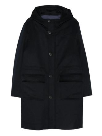 Liska hooded wool coat - men - Wool/Duck Down/Cashmere/Feather - L - Blue