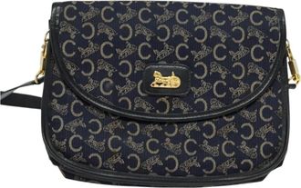 Celine Sulky Navy Canvas Shoulder Bag (Pre-Owned)