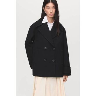 Mango wollen mantel zwart