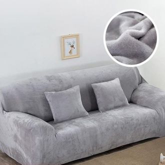 OEM Funda Para Sof&aacute; De 3 Plazas Tuserxln - Terciopelo - Gris Claro - 190-230 Cm - El&aacute;stica - Lavable