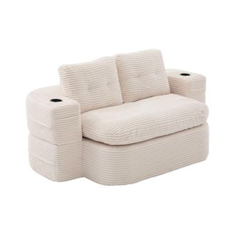 Urban Meuble Sill&oacute;n sof&aacute; convertible modular de terciopelo corduroy beige