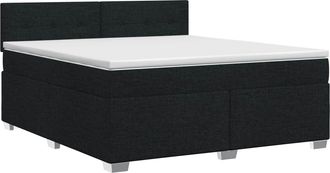 vidaXL Cama Box Spring Con Colch&oacute;n Negro 140 X 190 Cm Tela Vidaxl