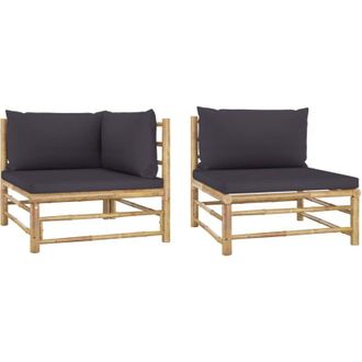 vidaXL Vidaxl - Set Divani da Giardino 2 pz con Cuscini Grigio Scuro in Bamb&ugrave;