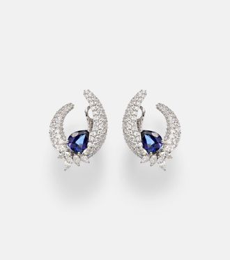 Yeprem 18kt white gold (750/1000) earrings with diamonds and sapphires