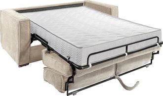Vente-Unique Sof&aacute; cama de 3 plazas de apertura r&aacute;pida de pana mostaza - Somier de l&aacute;minas anchas de 140 cm - Colch&oacute;n de 18 cm LORETO