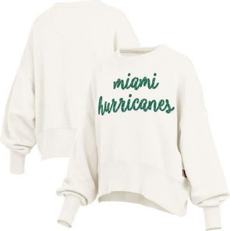 Pressbox Womens Pressbox Cream Miami Hurricanes Oversized Chelsea Waist Length Pullover Sweatshirt at Nordstrom, Size Xx-Large