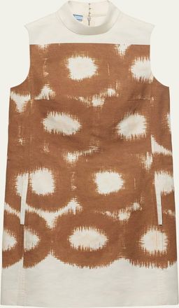 Prada Circle-Print Canvas Sleeveless Mini Dress