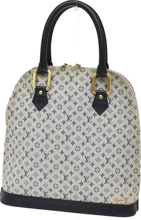 Louis Vuitton Alma Mini Lin Blue Canvas Handbag (Pre-Owned)