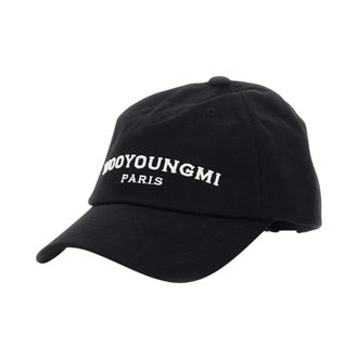 Wooyoungmi Geborduurde Baseballpet - Heren - Petten - Zwart - ONE Size - Katoen - Accessoires