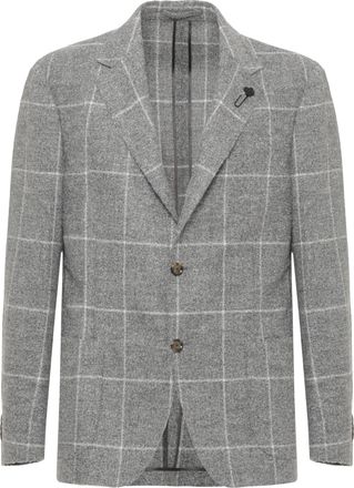 Lardini Grey Wool Blend Jacket with Classic Lapel and Iconic Detailing