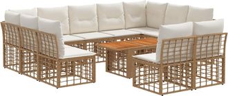 vidaXL Conjunto De Sof&aacute;s De Jard&iacute;n 12 Uds. Natural Y Crema Vidaxl