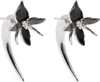 Shaun Leane Diamond Talon oorbellen met zwarte orchidee - Zilver