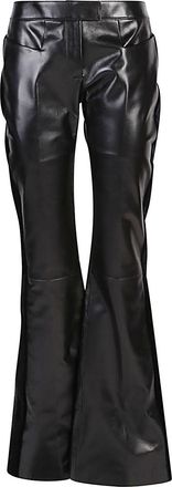 Tom Ford Womens Flared Leather And Velvet Trousers - Black - Size EU 38 (Womens)