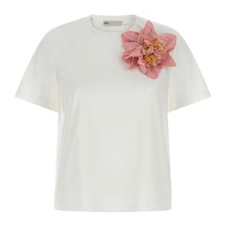 Tory Burch Tory Burch, T-Shirts, female, Multicolor, Size: XS Embellished Cotton T-Shirt