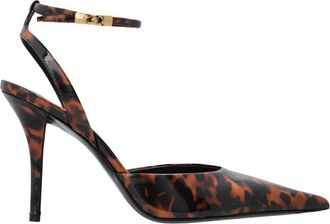 Balmain Geprinte Lakleren Strappy Pumps - Dames - Sandalen met hakken - Bruin - 39 EU - Leer - Schoenen