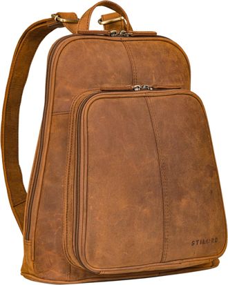 STILORD Daisy Elegant Leather Backpack Women Small Vintage Rucksack Modern Daypack for City Shopping Office Ladies Leather Handbags Genuine Leather, Colour:ta