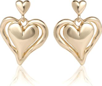 BCBGeneration eneration Double Heart Drop Earrings in Gold at Nordstrom