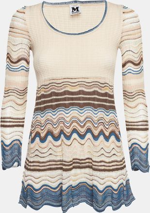 M Missoni Pink/blue Lurex Rib Knit Flared Top