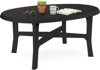 Dmora Tavolo da Esterno Simmsville, 6 Posti, Lunghezza Massima 165 cm Made in Italy, Finitura Effetto Liscio, 165x110x72h cm Nero Antracite