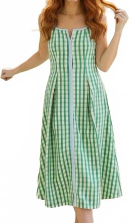 THML Clothing The Sage & Sky Gingham Midi Sundress In Green