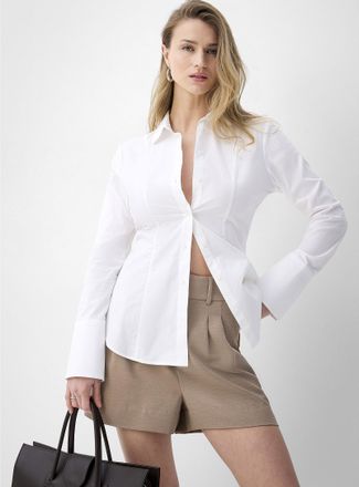 Icone Womens Poplin rounded-collar fitted shirt