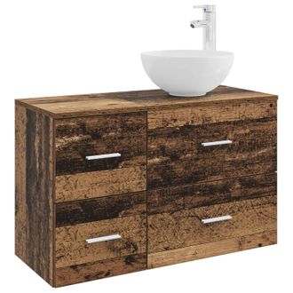 vidaXL Juego De Muebles De Ba&ntilde;o 2 Pcs Madera Envejecida Vidaxl