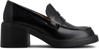 Tod's Leather Heeled Penny Loafers Shoes
