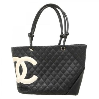 Chanel Black White Leather Tote Bag (Pre-Owned)