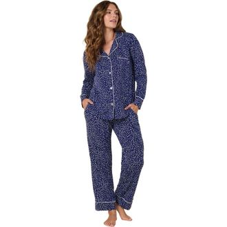 The Cats Pajamas Pima Knit Pajama Floral Set in Confetti Dot Navy at Nordstrom, Size X-Large
