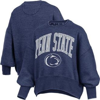 Pressbox Womens Pressbox Navy Penn State Nittany Lions Oversized Waist-Length Crewneck Sweatshirt at Nordstrom, Size Xx-Large