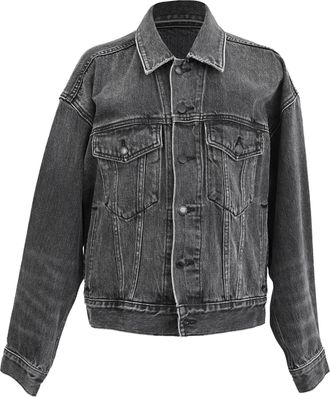 Alexander Wang Logo Patch Denim Jacket in Grey Cotton