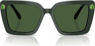 Swarovski 55mm Square Sunglasses in Green at Nordstrom