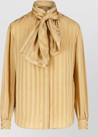 Saint Laurent silk striped lavalli&egrave;re neck blouse