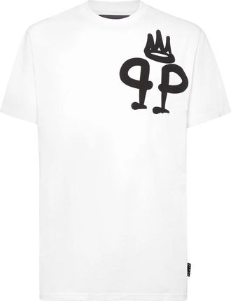 Philipp Plein T-Shirt Ronde Hals King - Heren - T-shirts - Wit - 2XL - Katoen - Tops