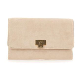Elisabetta Franchi Clutches, female, Beige, Size: ONE SIZE Suede Clutch Bag