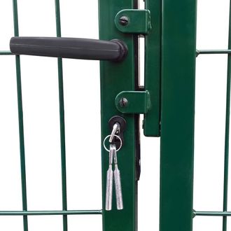 Berkfield Home Durable Garden Fence Gate with Posts 350x140 cm Steel Green