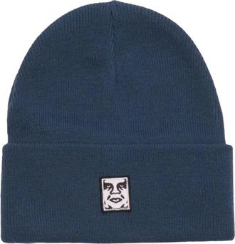 Obey Icon Patch Beanie - unisex - Hoeden - Blauw - ONE Size - Accessoires