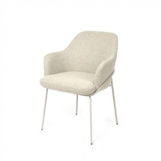 Koketto Home Silla de comedor tapizada en color beige con patas de metal beige