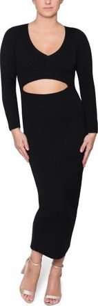 Rachel Roy Coraline Wrap Top Midi Sweater Dress in Black at Nordstrom, Size Medium