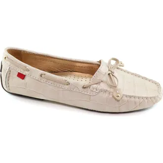 Marc Joseph New York Cypress Hill Croco Tiebow Driver Loafer in Porcelain Croco at Nordstrom, Size 10.5