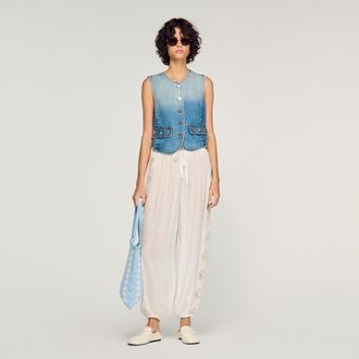 Sandro Crinkled wide-leg trousers