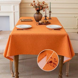 OEM Mantel Con Aspecto De Lino, Lavable, Impermeable, Para Comedor, Jard&iacute;n, Fiestas, Bodas O El Hogar, 90 X 150 Cm - Naranja