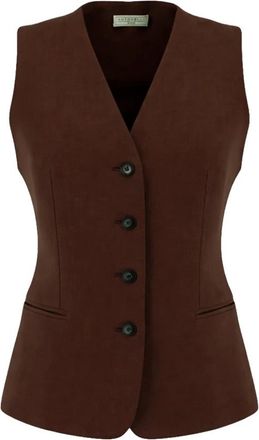Antonelli Getailleerd Gilet - Dames - Gillet - Bruin - XL - Leer - Kostuums