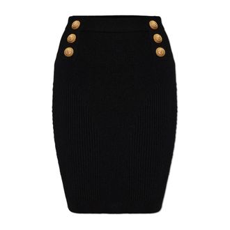 Balmain Short Skirts, female, Pink, Size: 2XS Skirt with decorative buttons