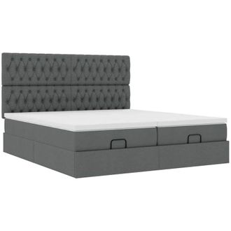vidaXL Vidaxl - Estructura Cama Otomana Colchones Tela Gris Oscuro 200x200cm