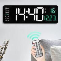 OEM Reloj De Pared Digital Grande Con Control Remoto, Indicador De Temperatura, Indicador Del D&iacute;a De La Semana Y Funci&oacute;n De Respaldo En Caso De Corte De E