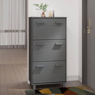 Berkfield Home Shoe Cabinet HAMAR Dark Grey 59.5x35x117 cm Solid Wood Pine